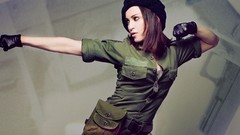 Woman gloves madonna singers military uniform dog tags