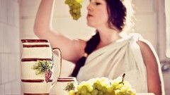 Woman grapes Objects brunettes