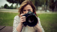 Woman grass Cameras canon