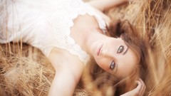 Woman grass depth of