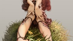 Woman grass long hair
