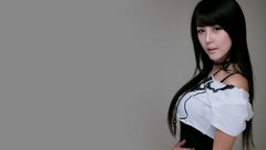 Woman gray background bangs Korean Lee Ji Woo