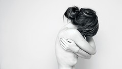 Woman gray background brunettes