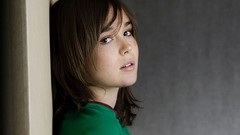 Woman gray background Celebrity Actress brunettes short hair 