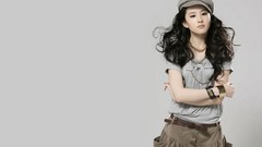 Woman gray background hats Chinese asians long hair liu yifei 