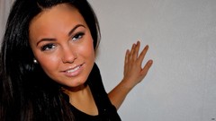 Woman gray eyes brunettes brownies Kristina Andersen