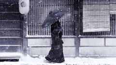Woman grayscale monochrome Umbrellas
