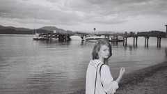 Woman grayscale pale skin Lass-model Julie Kennedy