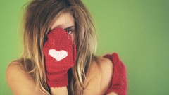 Woman green background blondes Simple Background