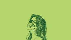 Woman green background skulls minimalistic vectors Simple 