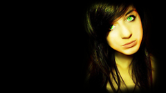Woman green eyes black