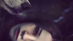 Woman green eyes closed eyes brunettes