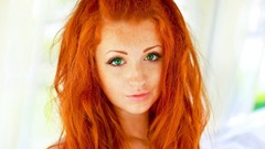 Woman green eyes freckles redheads