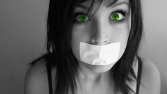 Woman green eyes monochrome