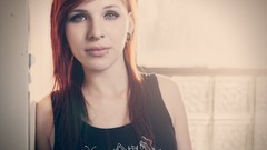Woman green eyes piercings redheads
