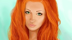Woman green eyes redheads artwork vector art