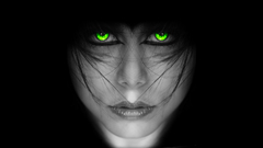 Woman green eyes selective