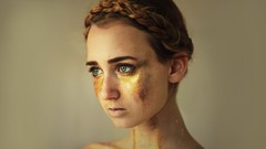 Woman green eyes Simple Background