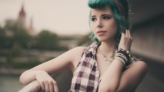 Woman green hair alternative