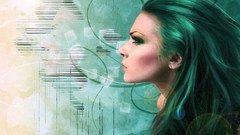 Woman green hair fantasy art