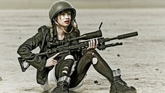 Woman Guns Army soldiers armor helmets stockings snipers 