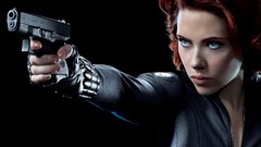 Woman Guns black background Scarlett Johansson Black Widow 