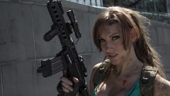 Woman Guns brunettes tomb raider lara croft boobs