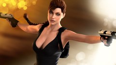 Woman Guns brunettes tomb raider lara croft cleavage cgi