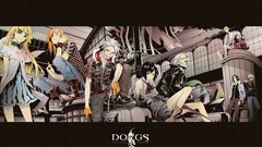 Woman Guns Dogs Katana Anime glasses red eyes dual screen 