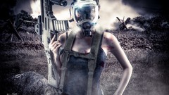 Woman Guns gas masks