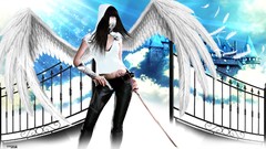 Woman Guns heaven Katana Warriors angels fantasy art