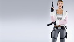 Woman Guns latex karima adebibe brunettes lara croft models 