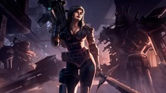 Woman Guns Robots science fiction artwork