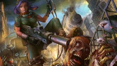 Woman Guns soldiers zombies science fiction tanks girls with 