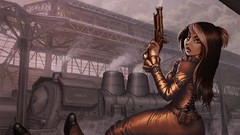 Woman Guns steampunk trains
