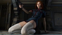 Woman Guns stockings cgi