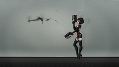 Woman Guns stockings latex