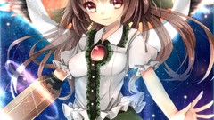 Woman Guns wings Ribbons bows skirts smiling long hair brown 