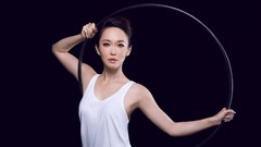 Woman gymnastics black background Actress asians brunettes 