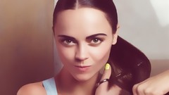 Woman haircut scissors christina ricci stylized