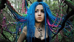 Woman hairstyle blue hair dreads g4