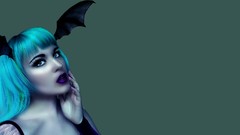 Woman Halloween blue hair blue eyes