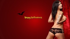 Woman Halloween strategic covering