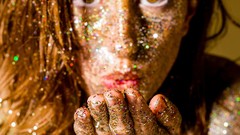 Woman hands Glitter faces brunettes