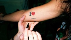 Woman hands Typography Hearts pens body parts