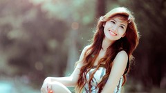 Woman happy asians brunettes models