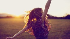 Woman happy blondes girls in nature