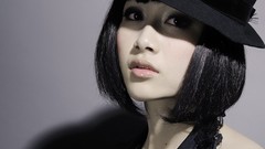 Woman hats asians brunettes short hair