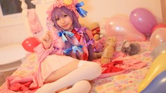 Woman hats asians long hair bangs touhou purple hair patchouli 