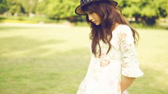 Woman hats asians long hair models Korean
